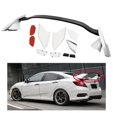 WHITE & BLACK TYPE R STYLE TRUNK SPOILER WING FOR 16-21 HONDA CIVIC 4 DOOR SEDAN