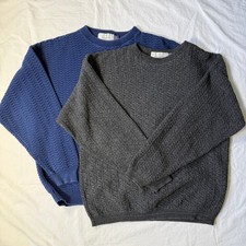 Set of 2 Vintage Bill Blass Men's Sweaters, Navy/Grey, Size L, Cable Knit