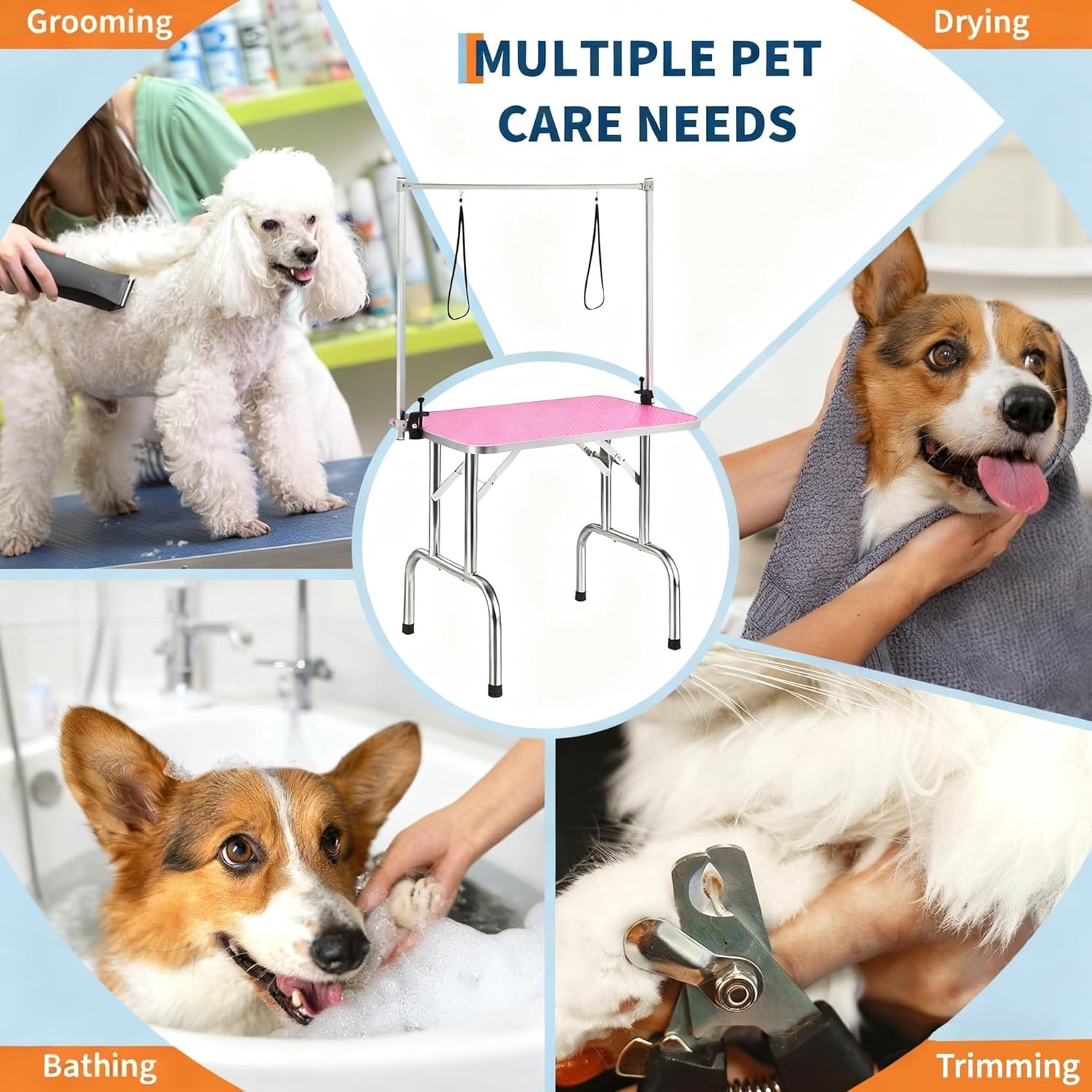 30 in Pet Dog Grooming Table for Medium Small Dogs Cats Foldable Adjustable