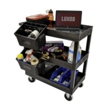 Luxor EC111-B-OUTRIG 32" X 18" Tub Cart - Three Shelves With Outrigger