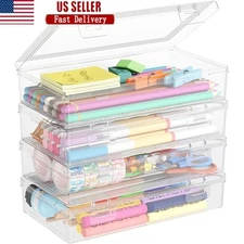 Multipurpose Storage Box Transparent Organizer Latch Style Plastic Office Home