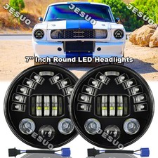 For Ford Mustang Bronco 1965-78 F100 F250 7 Inch Round LED Headlights Hi/Lo Beam