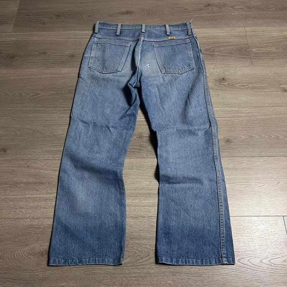 Vintage 60s Rustler Faded Bootcut Light Wash Denim Jeans Talon Zipper - Image 2 of 4
