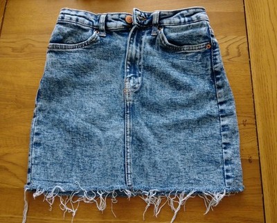 Bershka Denim Women's Blue Jeans High Rise Skirt Size EU 34 UK 6 Waist 26''