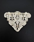 Vintage Art Deco Rhinestone Fur Clip Silver Tone 1930s-1940s Costume Jewelry