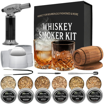 Whiskey Smoker Kit with Torch,Cocktail Smoker Infuser for Old Fashioned Drinks,B