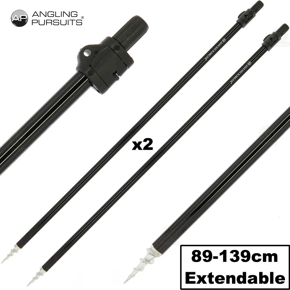 2 x Storm Poles For Bivvy Umbrella Brolly Carp Fishing Telescopic From 35-54""
