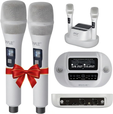Karaoke Microphone Set - Wireless Microphones with UHF 2X100 Channel Receiver, H
