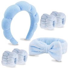VELSCRUN 6 Pack Spa Headband, Makeup Face 1 Count Pack of 6 , Blue