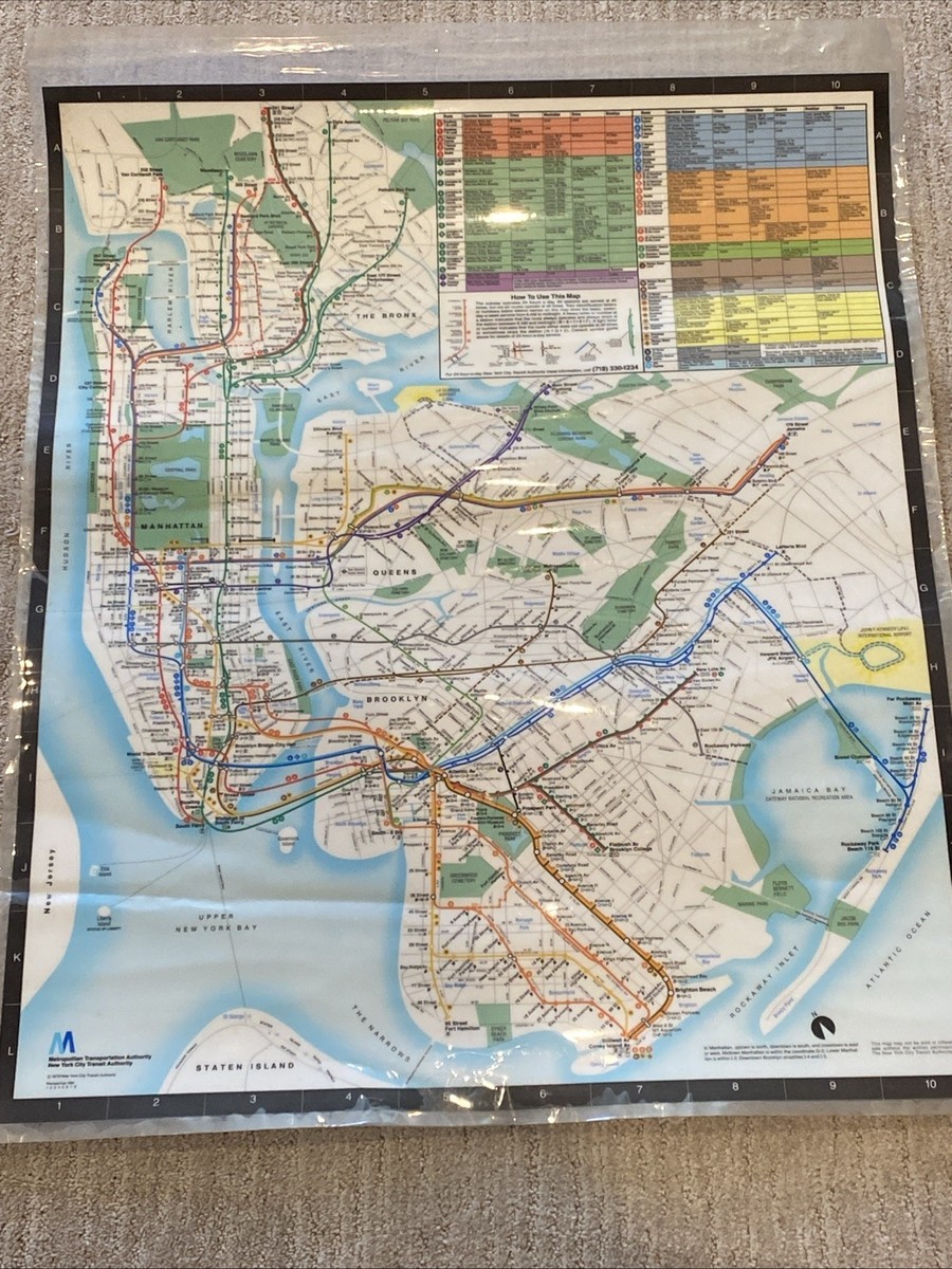 RARE Official Original MTA NYC In Car Subway Map Vintage 1979 24