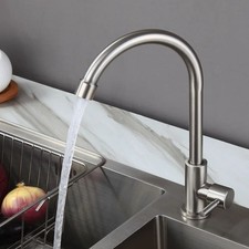 Feidu Edulis Stainless Steel Effect Kitchen Side Lever Mixer Tap - Silver