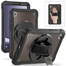 for Samsung Galaxy Tab A9 8.7 Case 360 Degree Rotary - Transparent Black