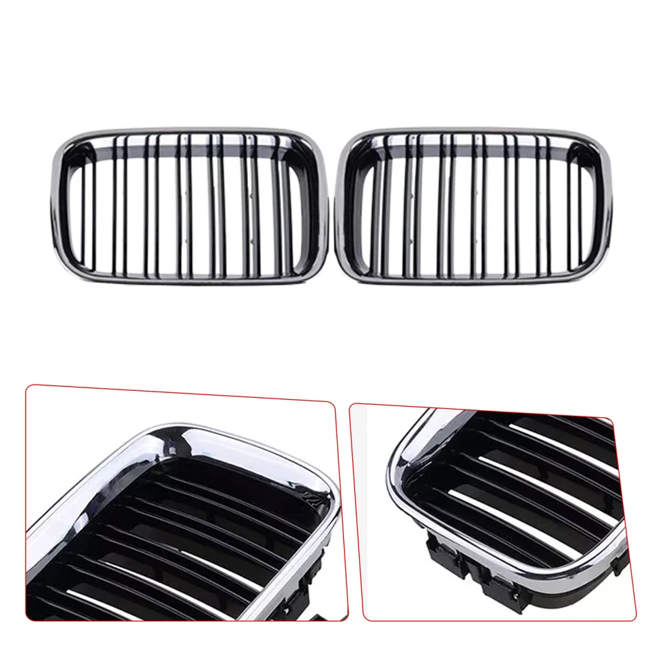 Front Kidney Grille Grill Chrome Gloss Black,For 1992~96 BMW E36 318IS 325i M3 - Imagem 4 de 4