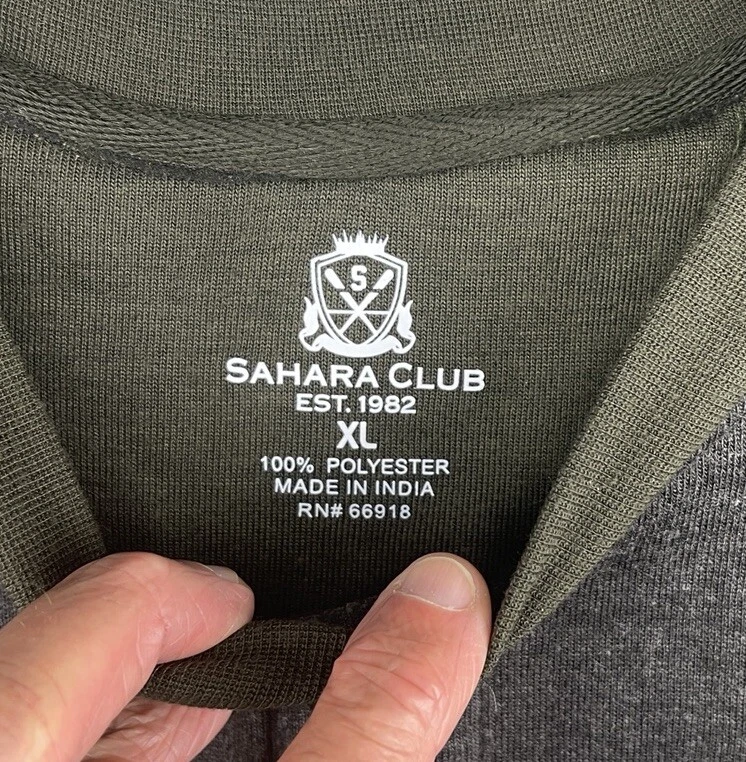 Sahara Club Men’s Henley Sweatshirt Pullover Casual Top Charcoal & Green Size M - Image 2 of 4
