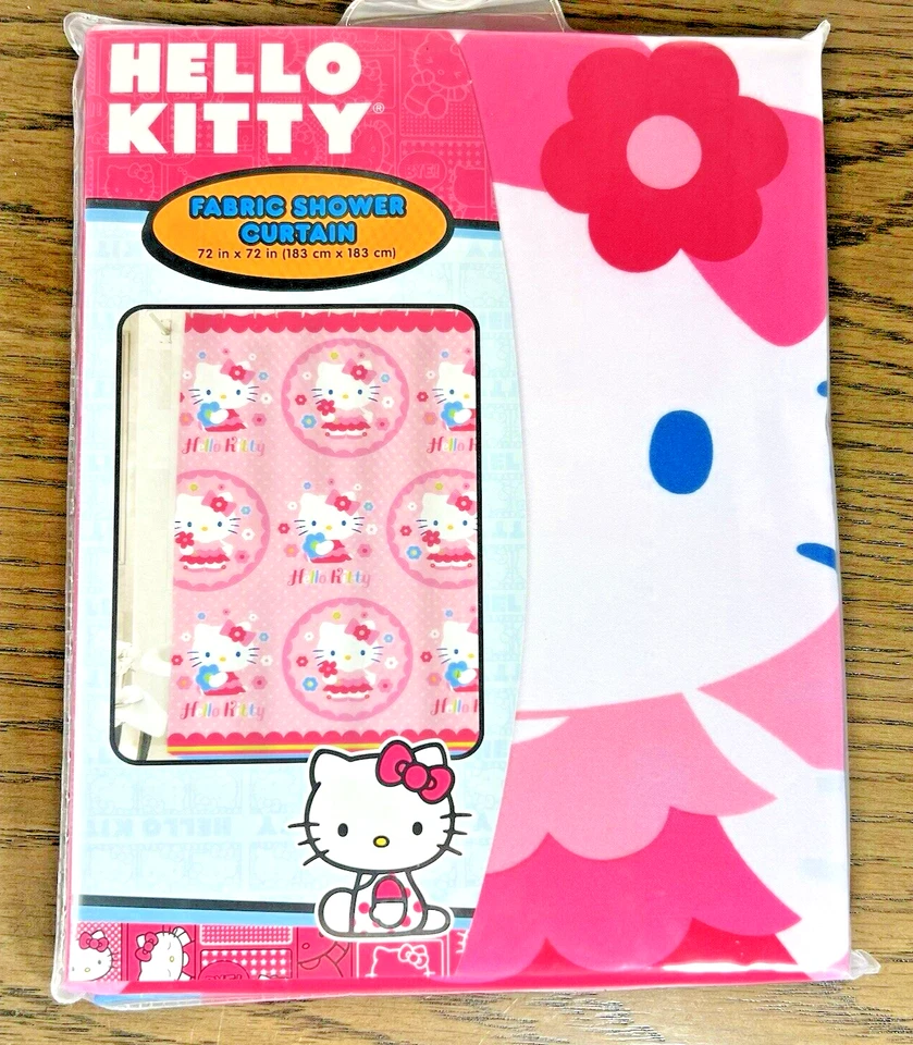 Sanrio Hello Kitty Fabric Shower Curtain HN010K New Pink 72"X72" - Image 2 of 4