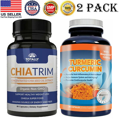 #ad Chia Seed Oil Weight Loss Pills Turmeric Curcuminoids Immune Support Supplement $40.12