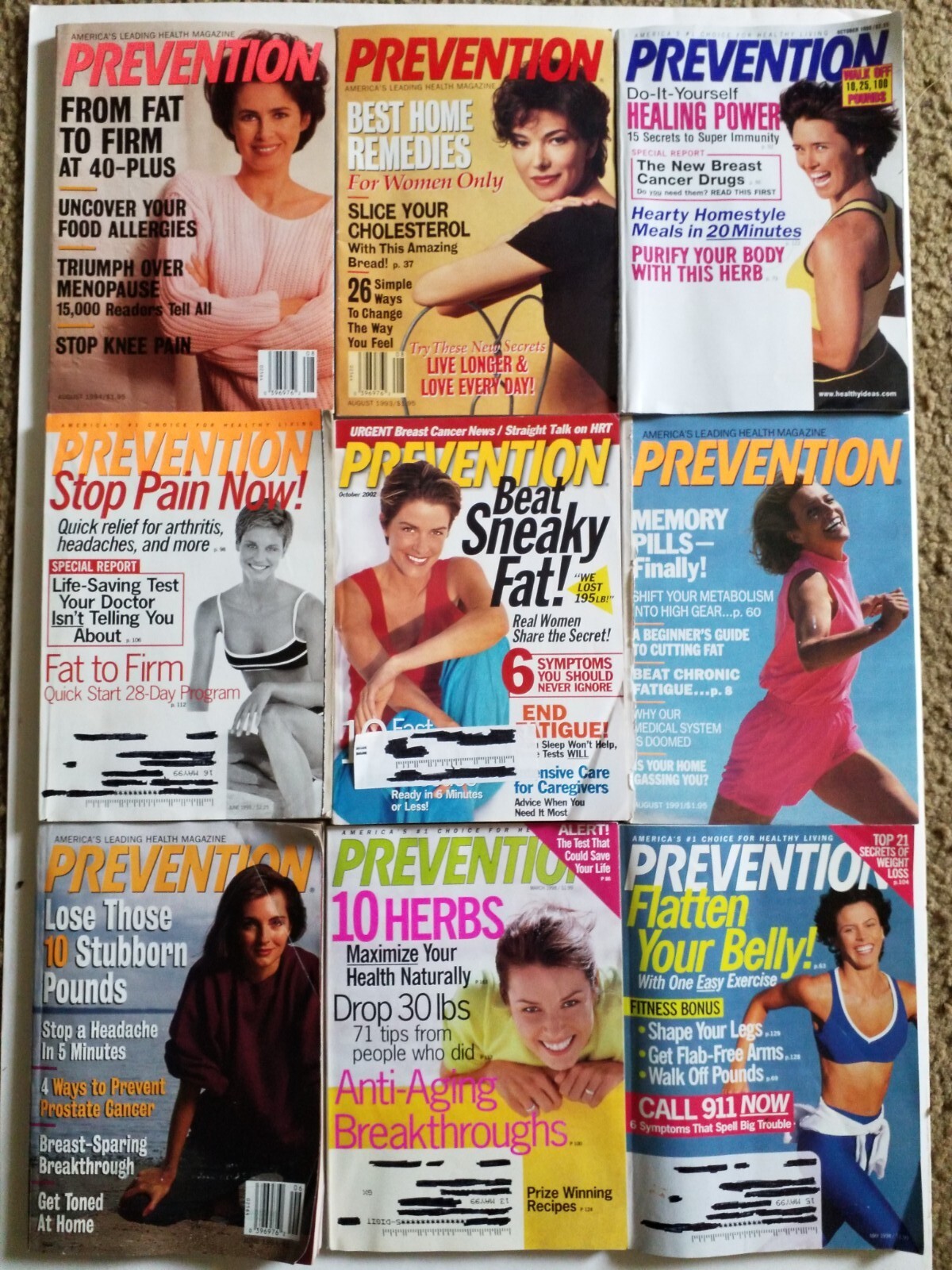 Vintage 1990's Back Issues Prevention magazines, lot of 12, (see ...