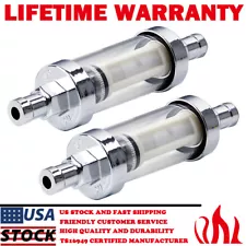 2PCS Universal 3/8'' Chrome Glass Clearview Fuel Filter Petrol Diesel Inline NEW