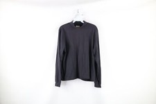Vintage 90s LL Bean Womens Large Faded Blank Mock Neck Long Sleeve T-Shirt Black