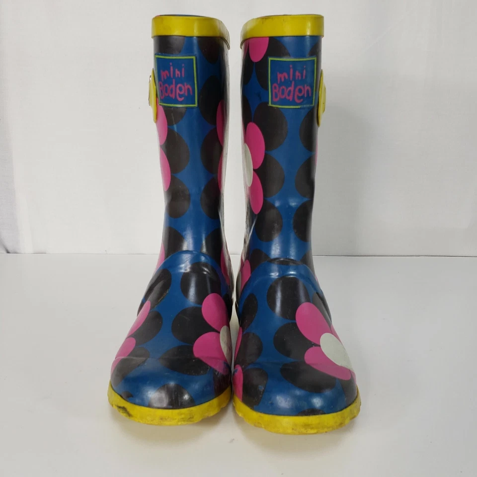 Botas de agua Mini Boden Juveniles Talla 30 Azul Rosa Floral Lluvia Nieve EE. UU. 12 13 Foto 3 de 4