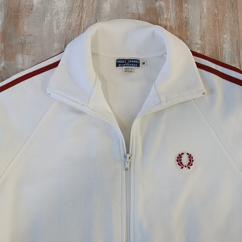 Fred Perry Track Jacket Size M Mens Full Zip Mock Neck white - Picture 5 of 13