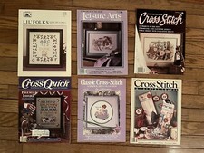 Lot 6 Cross Stitch Leisure Arts Magazine Pattern Crafts 1988/1989 Premier Issues