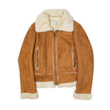 Charlotte Russe Faux Fur Lined Flight Jacket Brown Faux Suede Womens Xs