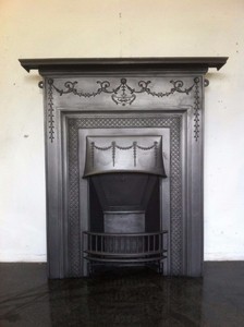 Original Restored Antique Victorian Cast Iron Bedroom Fireplace