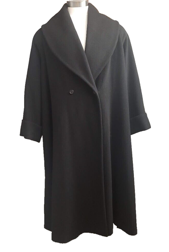 Vintage Vestimenta Spa 100% Kamelhaar Trenchcoat schwarz Doppelknopf Schalkragen