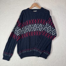 Vintage Eddie Bauer Cable Knit Fisherman Men's Sz L Crewneck Chunky Sweater Y2K