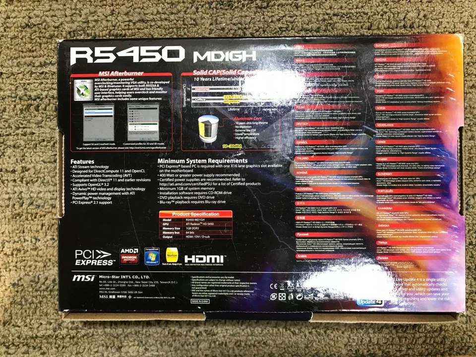 (5X) MSI Radeon HD R5450-MD1GD3H/LP/VGA Graphics Card* - Image 3 of 4