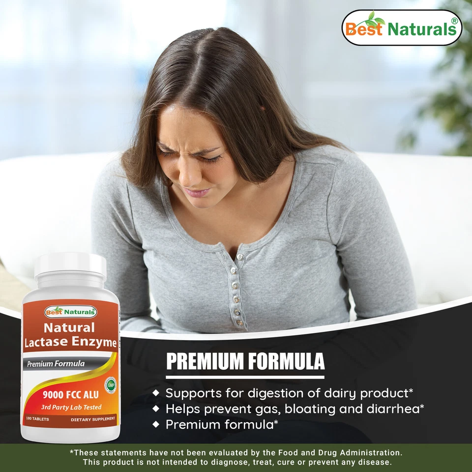 Best Naturals Enzima Lactasa 9000 FCC 180 Comprimidos  Foto 4 de 4