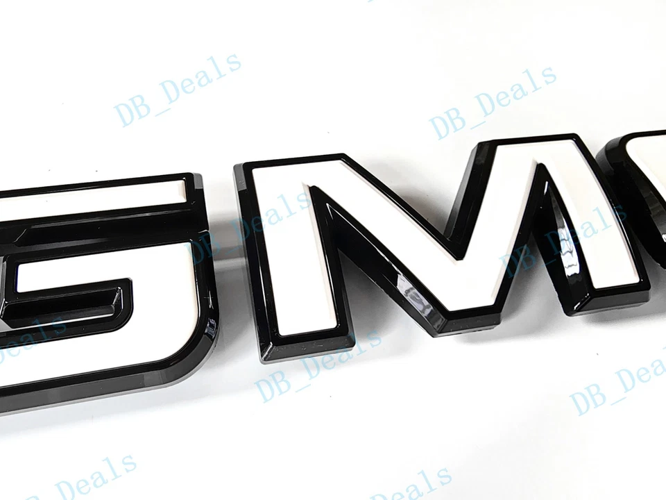 Juego de 2 emblemas GMC delanteros traseros brillantes negros blancos aptos para 2021-2024 Yukon Yukon XL Foto 4 de 4