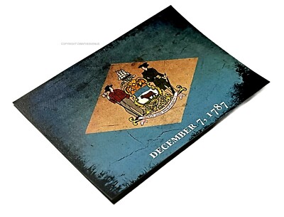 Delaware Flag Rustic Vintage Style Tattered Distressed Sticker Decal 3.25''
