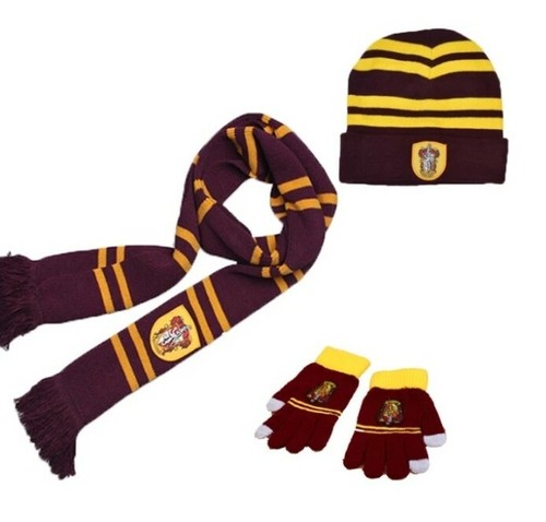 Ensemble Harry Potter De Noel Avec Bonnet Echarpe Et Gant Cosplay D'hiver cap - Photo 1 sur 7