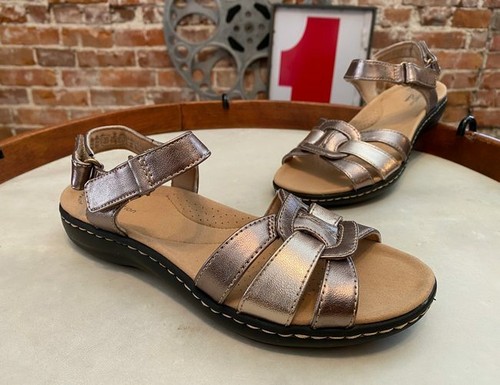 Clarks Metallic Leather Ankle Strap Sandals New Laurieann Sela | eBay