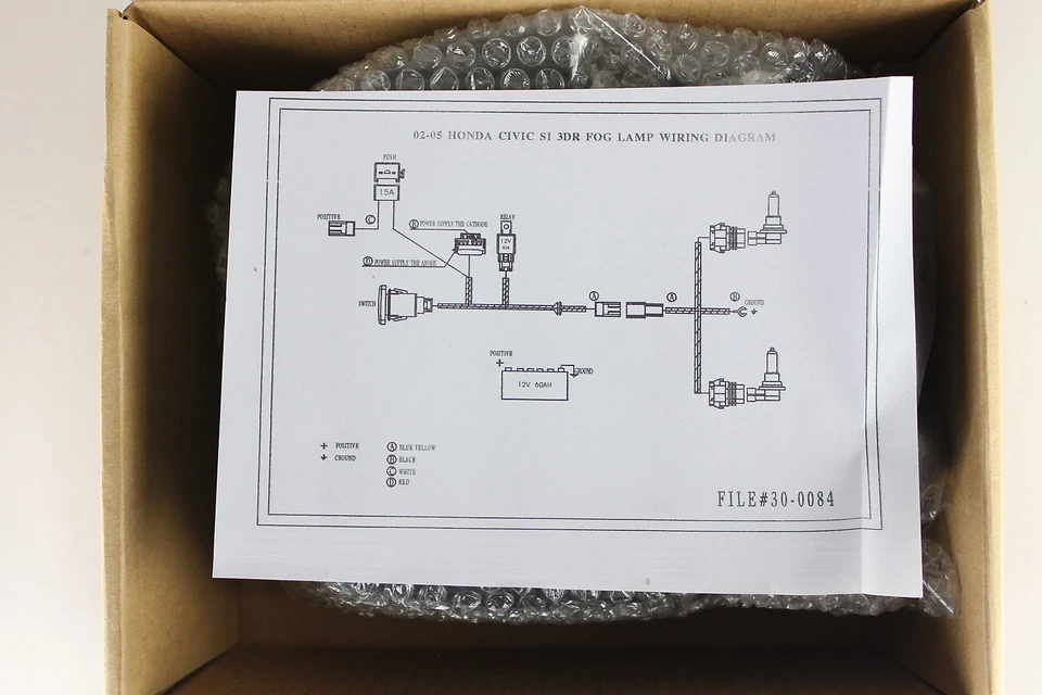 2002-2005 Honda Civic SI 3 Dr Smoke Clear Yellow Fog Light Wiring Kit Light Bulb Foto 4 de 4