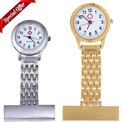 Stainless Steel Nurse Watch Quartz Silver Fob Pocket Brooch