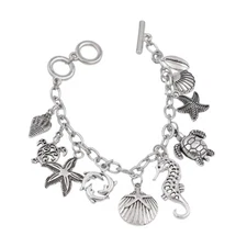 Ocean Style Seahorse Turtle Dolphin Starfish Sea Snails Scallop Conch Bracelet
