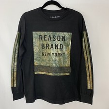 REASON Brand New York Bad Kids Men s Crewneck Black Graphic T-shirt Size M