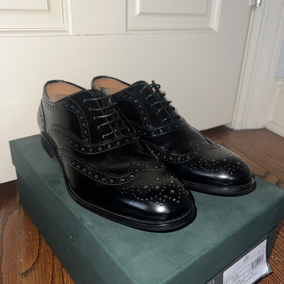 CHURCH'S BURWOOD Wing Black BookBinder Fume Brogue Shoes EU39 New