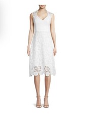 Authentic GUESS US 12 Midi Dress White Questy Lace Bridal Shower Wedding