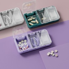 Pill Box Small Pill Cutter 3in1 Pill Cutter Crusher Medicine Grinder Container