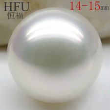 Huge 15mm natural south sea genuine white round loose pearl half drilled AA P858