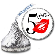 50th Birthday Favors Hershey Kiss Lips Labels Fifty & Fabulous Candy Wrappers