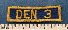 Vintage 1940s CUB SCOUT DEN 3 Boy Scouts of America Unit Number PATCH BSA Badge