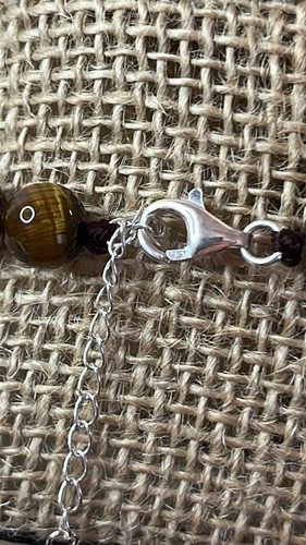 Tiger eye beaded stretch bracelet earrings & necklace 18”set and sterling silver - 第 6/13 張圖片