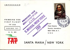 Portugal 1969 FFC - TAP 332  - Sta Maria To New York - J7741