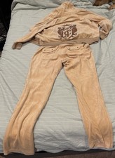 Vtg. Rare Y2K Peach Juicy Couture Velour Tracksuit Set Pants Zip Up Hoodie L
