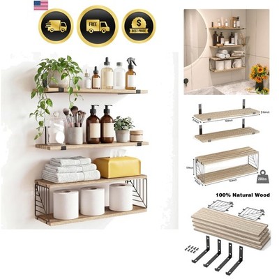 Bathroom Floating Shelves Over Toilet, 15.8in Farmhouse Rustic Wood Shelves, ...